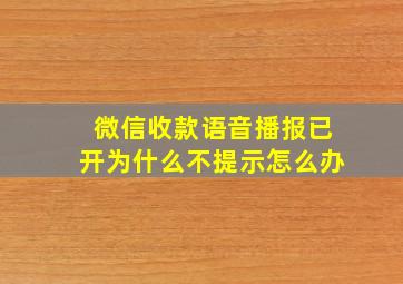 微信收款语音播报已开为什么不提示怎么办