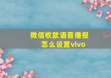 微信收款语音播报怎么设置vivo