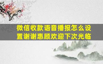 微信收款语音播报怎么设置谢谢惠顾欢迎下次光临