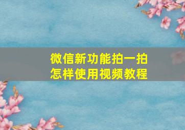 微信新功能拍一拍怎样使用视频教程