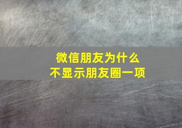 微信朋友为什么不显示朋友圈一项