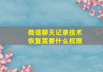 微信聊天记录技术恢复需要什么权限