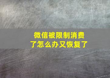 微信被限制消费了怎么办又恢复了