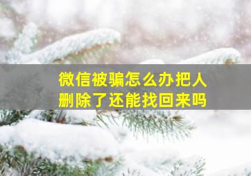 微信被骗怎么办把人删除了还能找回来吗