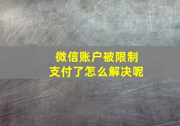 微信账户被限制支付了怎么解决呢