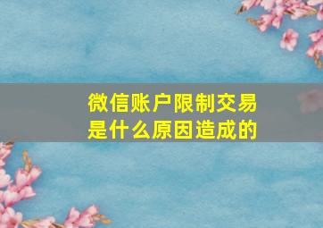 微信账户限制交易是什么原因造成的