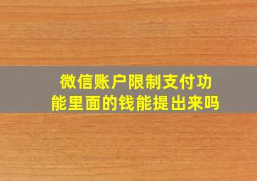 微信账户限制支付功能里面的钱能提出来吗