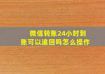 微信转账24小时到账可以追回吗怎么操作