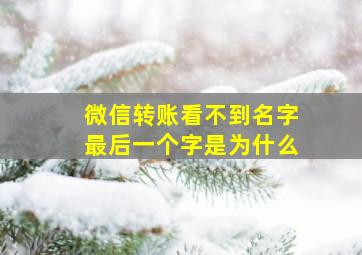 微信转账看不到名字最后一个字是为什么