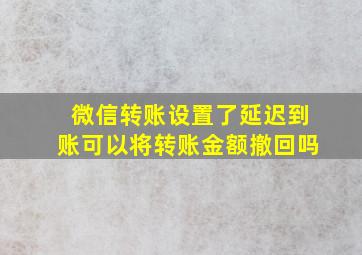 微信转账设置了延迟到账可以将转账金额撤回吗