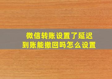 微信转账设置了延迟到账能撤回吗怎么设置