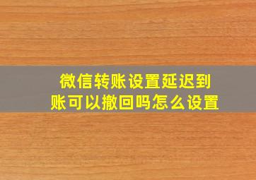 微信转账设置延迟到账可以撤回吗怎么设置