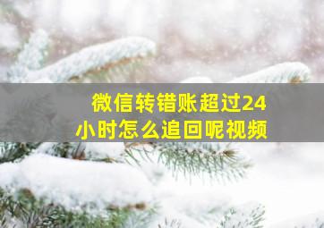 微信转错账超过24小时怎么追回呢视频