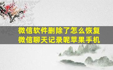 微信软件删除了怎么恢复微信聊天记录呢苹果手机