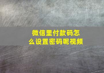 微信里付款码怎么设置密码呢视频