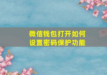 微信钱包打开如何设置密码保护功能