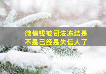 微信钱被司法冻结是不是已经是失信人了