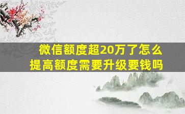 微信额度超20万了怎么提高额度需要升级要钱吗