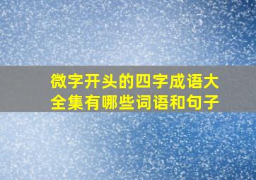 微字开头的四字成语大全集有哪些词语和句子