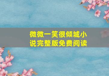 微微一笑很倾城小说完整版免费阅读