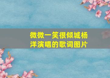 微微一笑很倾城杨洋演唱的歌词图片