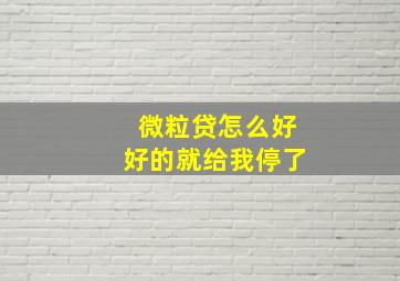 微粒贷怎么好好的就给我停了