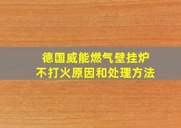 德国威能燃气壁挂炉不打火原因和处理方法