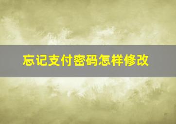 忘记支付密码怎样修改