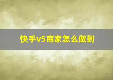 快手v5商家怎么做到