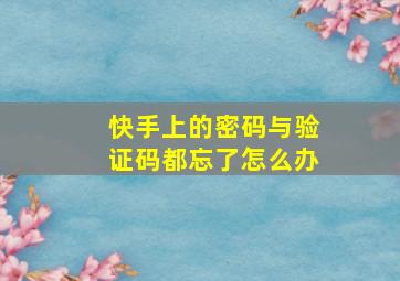 快手上的密码与验证码都忘了怎么办