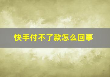 快手付不了款怎么回事