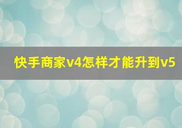 快手商家v4怎样才能升到v5