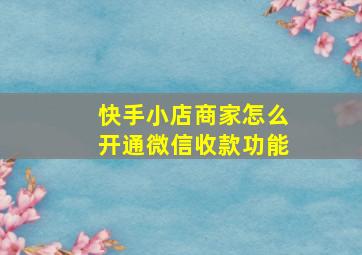 快手小店商家怎么开通微信收款功能