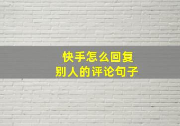 快手怎么回复别人的评论句子