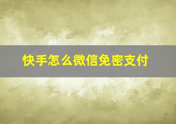 快手怎么微信免密支付