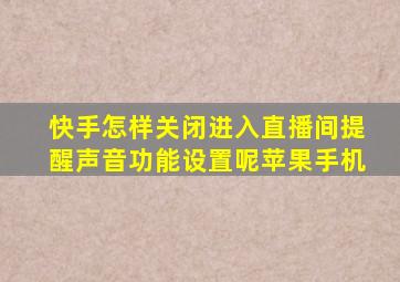 快手怎样关闭进入直播间提醒声音功能设置呢苹果手机