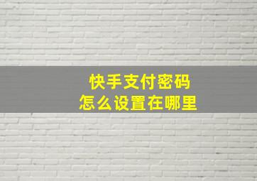 快手支付密码怎么设置在哪里