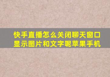 快手直播怎么关闭聊天窗口显示图片和文字呢苹果手机