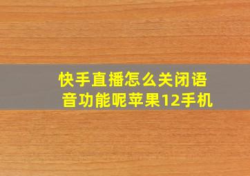 快手直播怎么关闭语音功能呢苹果12手机