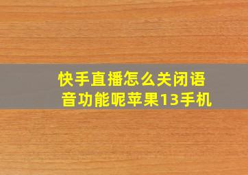 快手直播怎么关闭语音功能呢苹果13手机