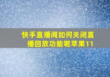 快手直播间如何关闭直播回放功能呢苹果11