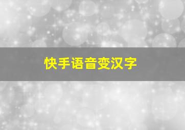 快手语音变汉字