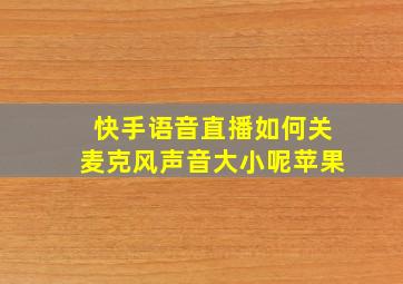 快手语音直播如何关麦克风声音大小呢苹果