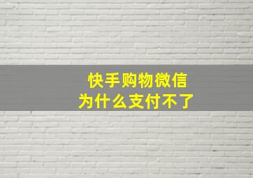 快手购物微信为什么支付不了