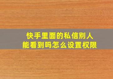 快手里面的私信别人能看到吗怎么设置权限