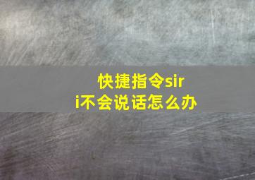 快捷指令siri不会说话怎么办