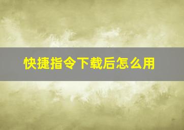 快捷指令下载后怎么用