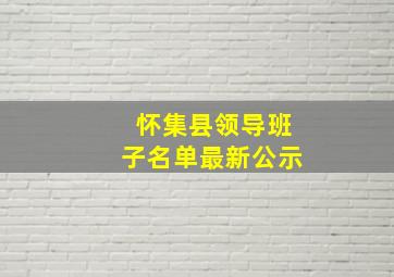 怀集县领导班子名单最新公示