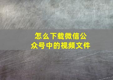 怎么下载微信公众号中的视频文件