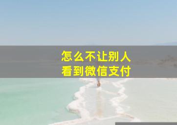 怎么不让别人看到微信支付